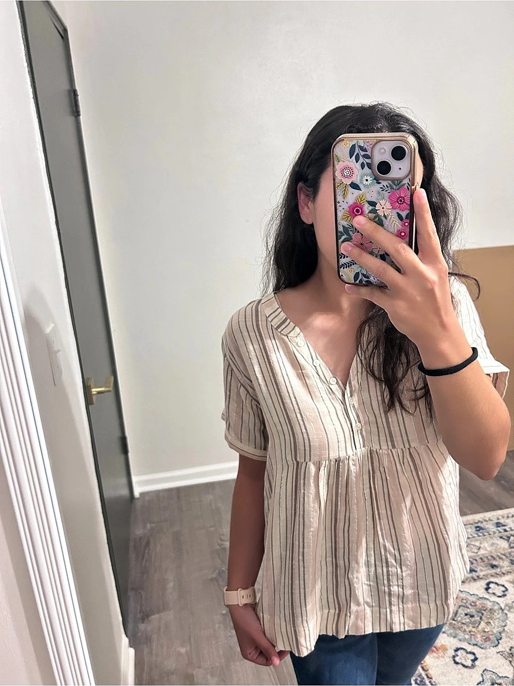 Luck Brand Striped V-Neck Blouse
